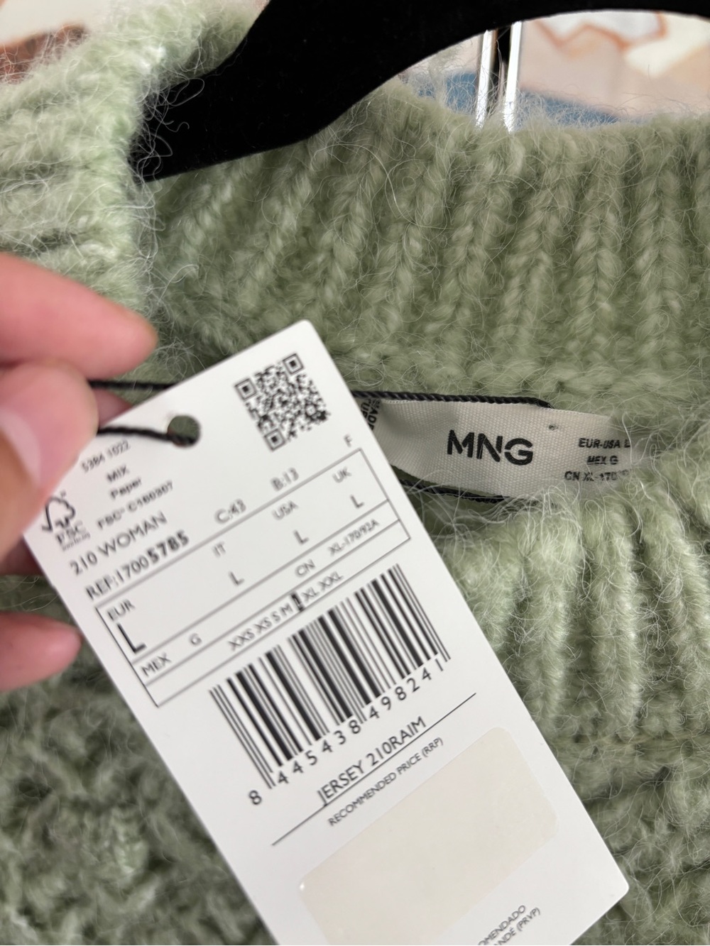 NWT Mango Mint Green Open-Knit Crewneck Popcorn Texture Sweater - Picture 8 of 9